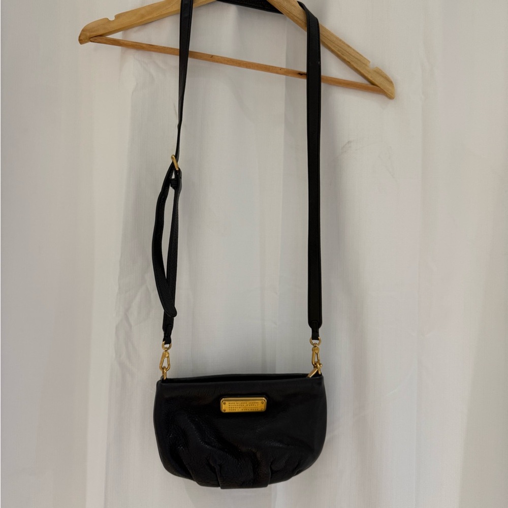 Marc Jacobs Black Crossbody Bag with Gold Accents
